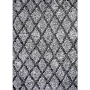 Valencia 9 ft. x 13 ft. Gray Trellis Shag Area Rug