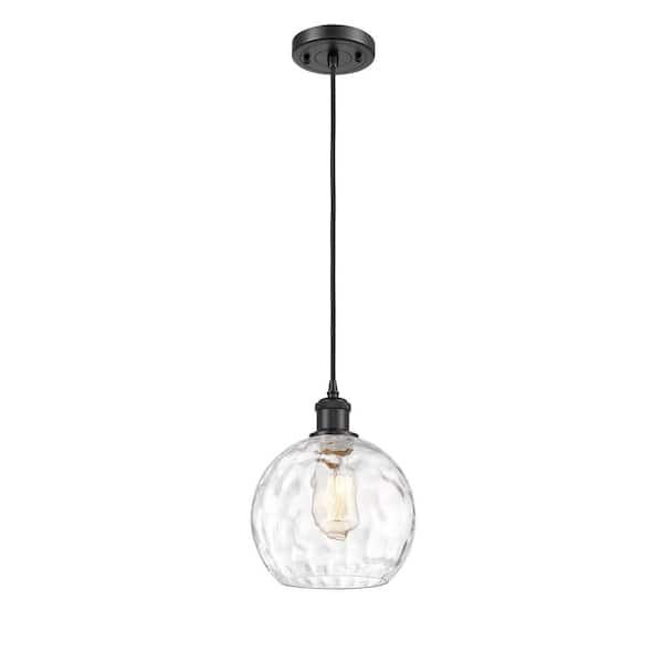 Innovations Athens Water Glass 1-Light Matte Black Clear Water Glass Shaded Pendant Light with Clear Water Glass Glass Shade