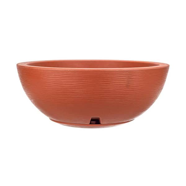 FLORIDIS Amsterdan Small Terracotta Plastic Resin Indoor and Outdoor Planter Bowl