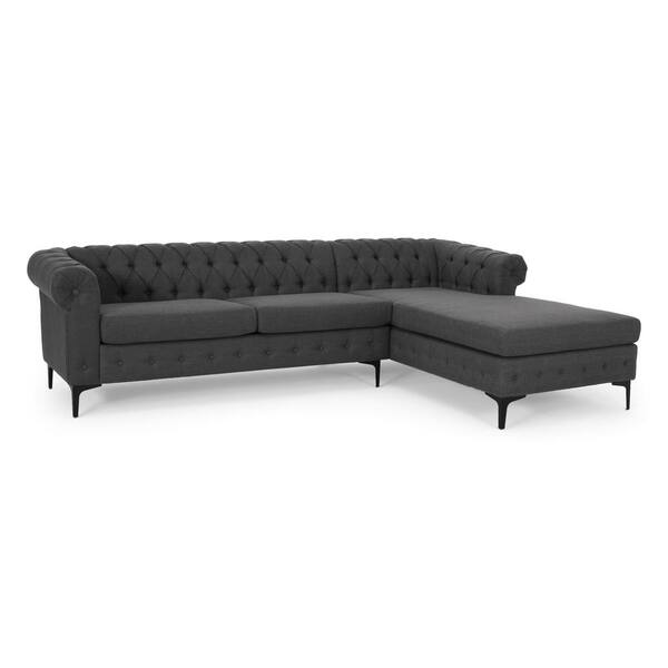 Noble House Burland 2-Piece Charcoal Fabric Sectional