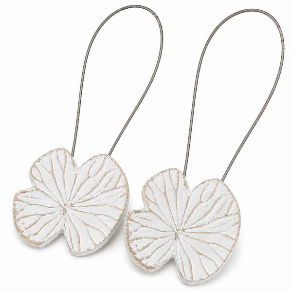 White/Gold Magnetic Resin Lily Curtain Tie Back (Set of 2)