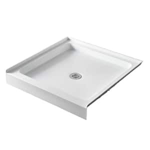 36 in. x 36 in. Acrylic Single Threshold Alcove Floor Rectangular Shower Pan Base with Center Drain in White