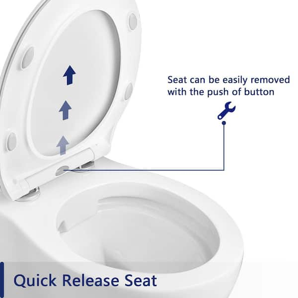 In-Wall toilet Combo Set - Toilet Bowl With Soft-Close Seat, Wall Hung Tank  And Carrier System, Push Buttons Included