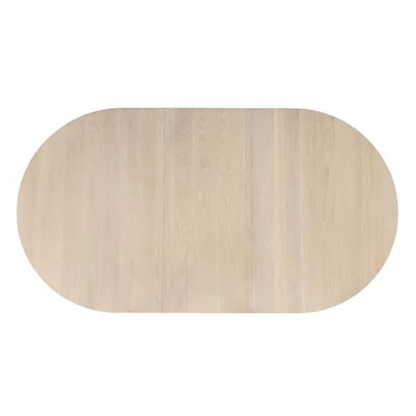 Donton White Oak Wood Top 60 in. Extendable Double Pedestal Oval Dining Table (Seats 6)