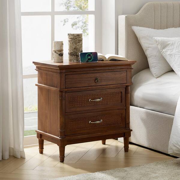 ヒガシ　ローテーブル(jounal standard furniture) JAYDEN CREATION Olga Walnut 26 in. W 3-Drawer Solid Wood