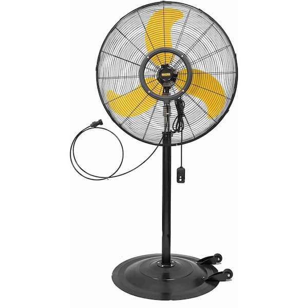 30 in. 3 fan speeds Pedestal Fan in Black with 9300 CFM and 9 FT Cord, GFCI Plug