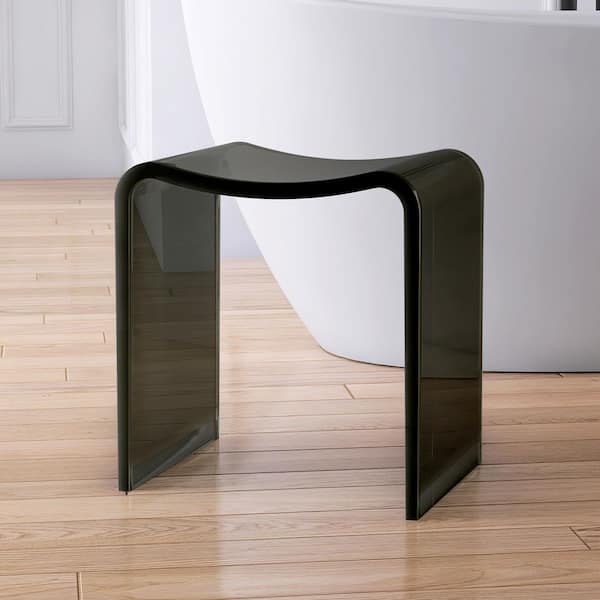 15.7 in. Stone Resin Solid Surface Shower Stool in Transparent Brown
