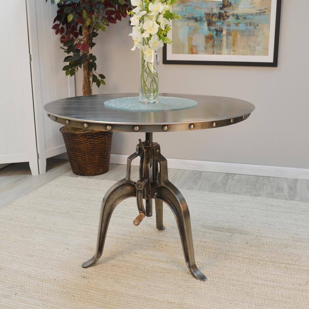 Mundra 36" Round Industrial Metal Counter Height Table