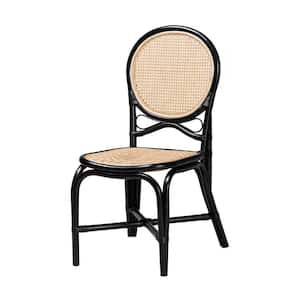 Ayana Black and Natural Rattan Dining Chair