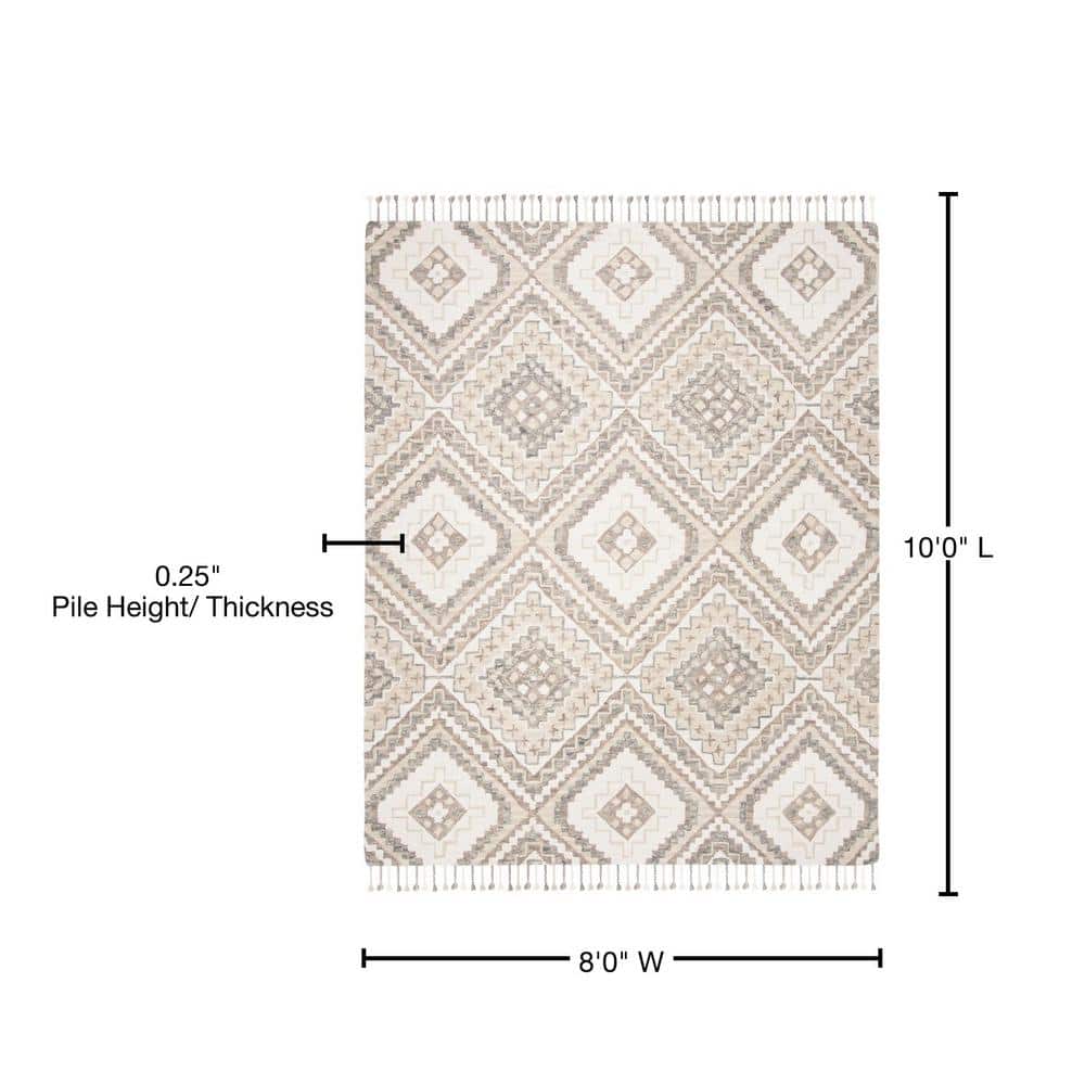 Ivory and Taupe Hand-Tufted Wool Area Rug, 8' x 10'