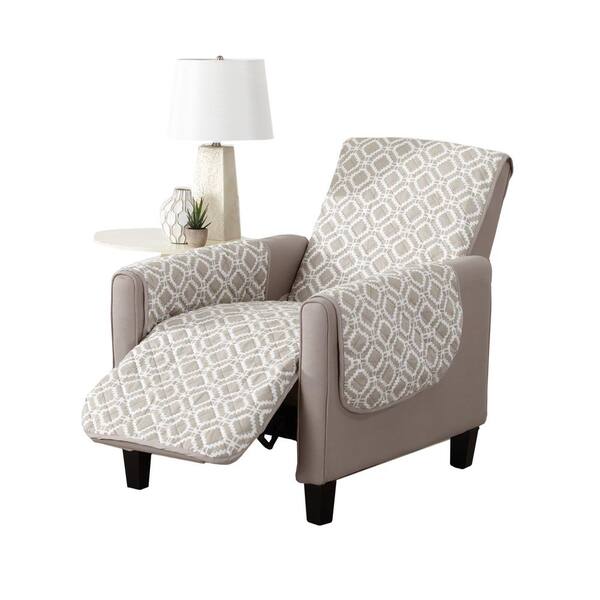 Great Bay Home Liliana Collection Silver Cloud Printed Reversible Recliner Furniture Protector