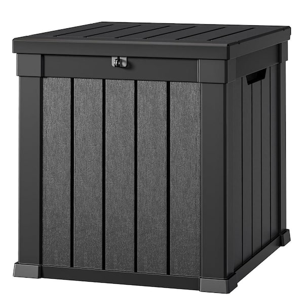51 Gal. Black Weather Resistant Resin Deck Box with Lockable Lid and Side Handles