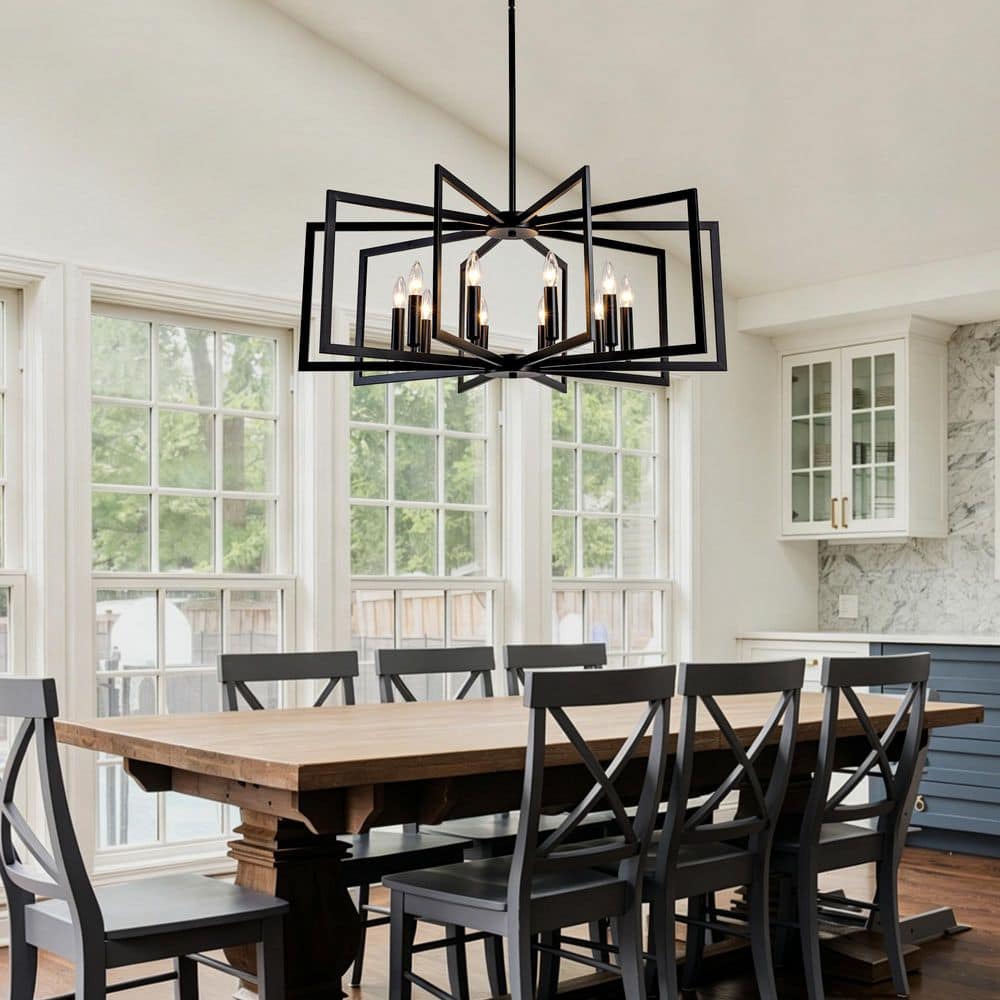 Cateno 10 Light Matte Black Linear Chandelier for Dining Room, Hallway, Foyer,Entryway with No Bulbs Included price history on PriceWatchPro