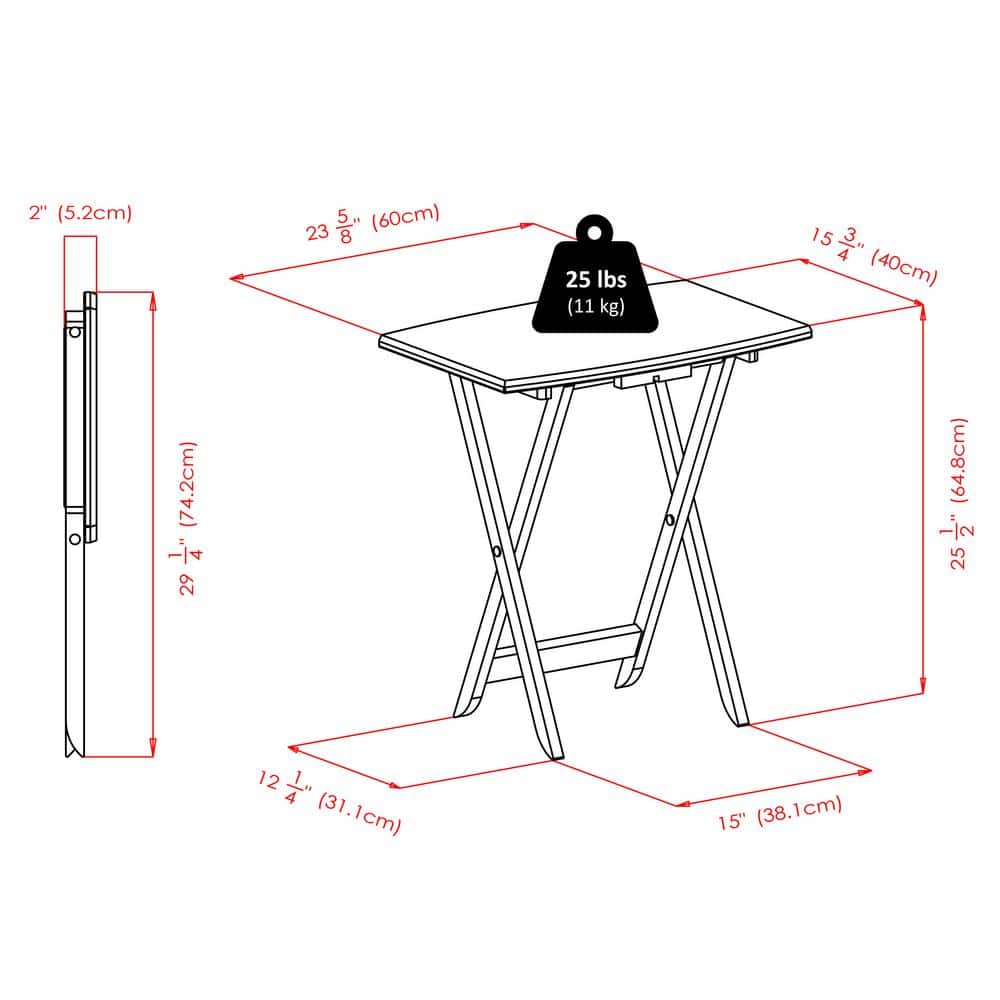 Teak 5-Piece Oversized Rectangular Snack Table Set