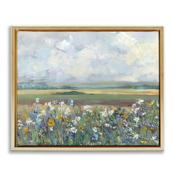 County Meadow Clouds Overhead by Sally Swatland Gold Floater Frame Nature Graphic Art Print 25 in. x 31 in.