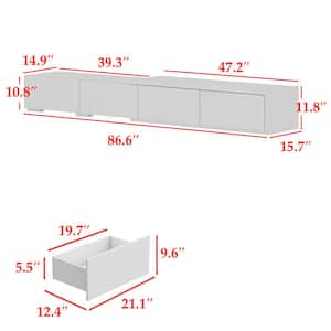 White Wooden TV Stand Entertainment Center Fits TV's up to 90 in. with 4-Drawers and Low-Keyed Slight Design Sense