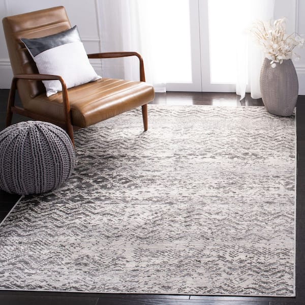 Atlas 3 ft. x 5 ft. Charcoal/Gray Chevron Distressed Area Rug