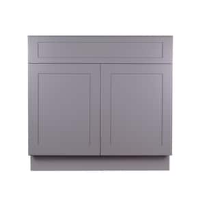 Bremen 30 in. W x 24 in. D x 34.5 in. H Gray Plywood Assembled Sink Base Kitchen Cabinet with Soft Close