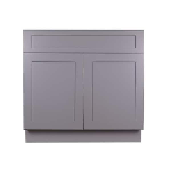 Bremen Cabinetry Bremen 30 in. W x 24 in. D x 34.5 in. H Gray Plywood Assembled Sink Base Kitchen Cabinet with Soft Close