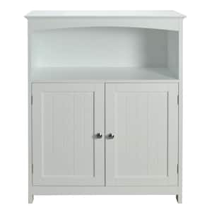 Contemporary Country 25.5 in. W x 11.5 in. D x 33.75 in. H White Free Standing Double Door Linen Cabinet with open shelf