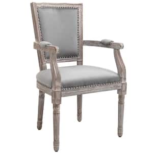Grey Polyester Armed Vintage Dining Chair