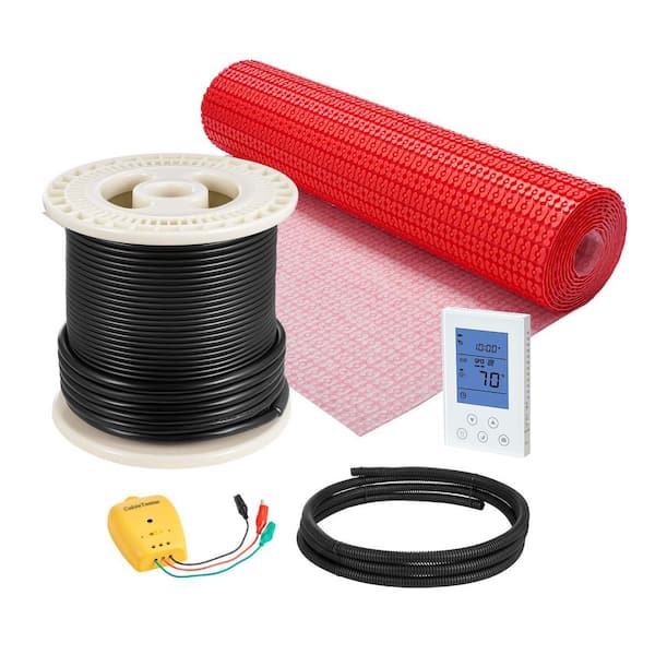 50 sq. ft. Electric Floor Heating Mat System, 3.3 ft. x 9.06 in. 120V Floor Heating Kit with Decoupling Membrane