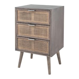 16.5 in. Gray 3-Drawer Dresser Chest Without Mirror