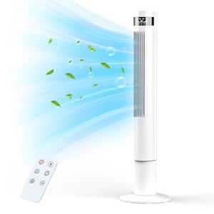 43.31 in. 3-Speeds 85° Oscillating Tower Fan with LED Display and Remote Control in White