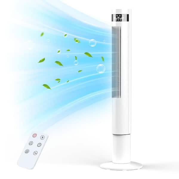 43.31 in. 3-Speeds 85° Oscillating Tower Fan with LED Display and Remote Control in White