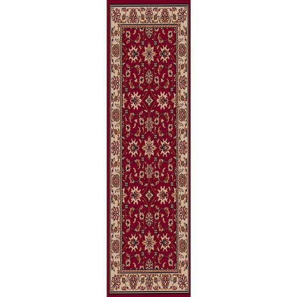 RADICI USA Como Red 2 ft. x 8 ft. Traditional Oriental Floral Area Rug