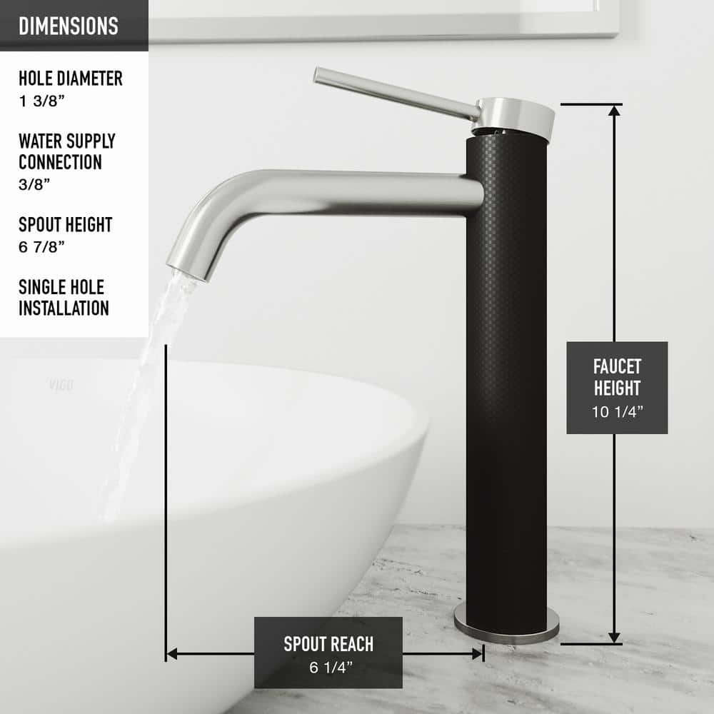 Gray Concrete Rectangular Vessel Sink with Brushed Nickel Faucet
