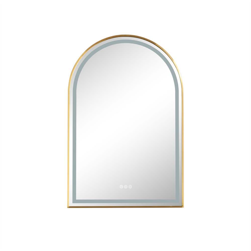 39 in. W x 26 in. H Arched Stainless Steel Framed Dimmable LED Wall Bathroo
