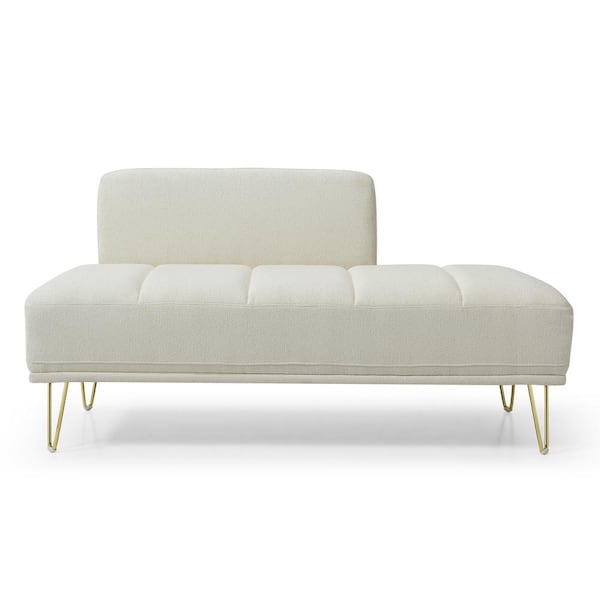 2-Seat Sofa Chair Teddy Velvet Couch Bedroom Bench in Beige 56.3 in.