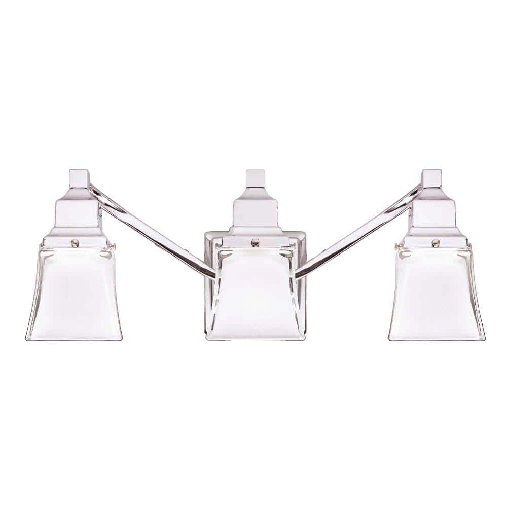 UPC 718212056608 product image for 3-Light Chrome Vanity Light with Etched Glass Shades | upcitemdb.com