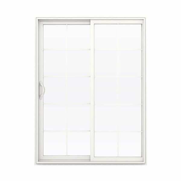 JELD-WEN 60 in. x 80 in. V-2500 White Vinyl Left-Hand 10 Lite Sliding Patio Door w/White Interior