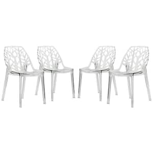 Cornelia Modern Spring Cut-Out Tree Design Stackable Dining Chair in Clear (Set of 4)
