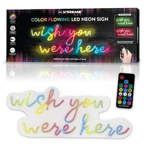 "Wish You Were Here" 1-Piece Unframed with LED Light Neon Sign, People Wall Art 10.63 in. x 25.6 in.