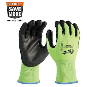 Small High Visibility Level 2 Cut Resistant Polyurethane Dipped Work Gloves