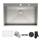 Pax Drop-In Stainless Steel 33in. 2-Hole Single Bowl Kitchen Sink