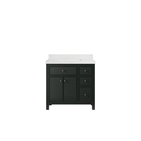 Willow Collections Sonoma 36 in. W x 22 in.D x 36 in. H Single Sink Bath Vanity Center in Dark Green with 2 in.Empira Quartz Top