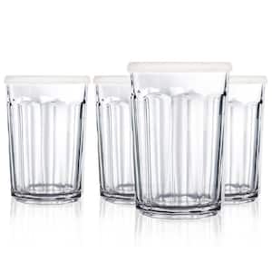 Working 21 oz. Glass Storage Jar and Cooler with White Lid (Set of 4)