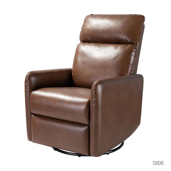 ARTFUL LIVING DESIGN Manuel Camel Swivel Artificial Leather Recliner with Tufted Back
