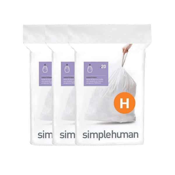 simplehuman Clear Custom Fit Liners - Code H 60 Pack