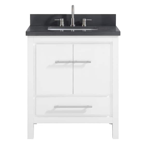 Azzuri Riley 31 in. W x 22 in. D x 34.8 in. H Bath Vanity in White with Quartz Vanity Top in Gray with Basin