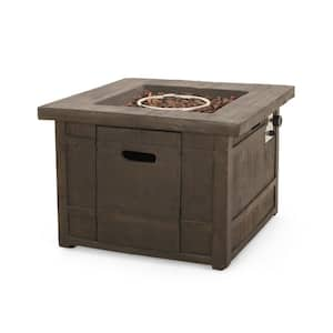 40,000 BTU Outdoor Gas-Burning Fire Pit Table Lightweight Concrete by 32 in. Brown