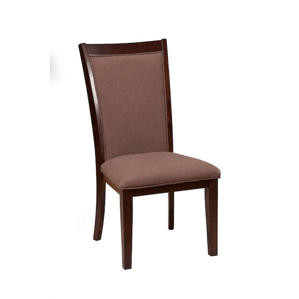 Benjara Brown Appealing Upholstered Wooden Side Chairs (Set of 2)