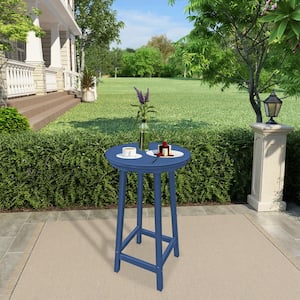 Navy Blue HIPS Plastic Bar Height Outdoor Bistro Table Patio Dining Side Table