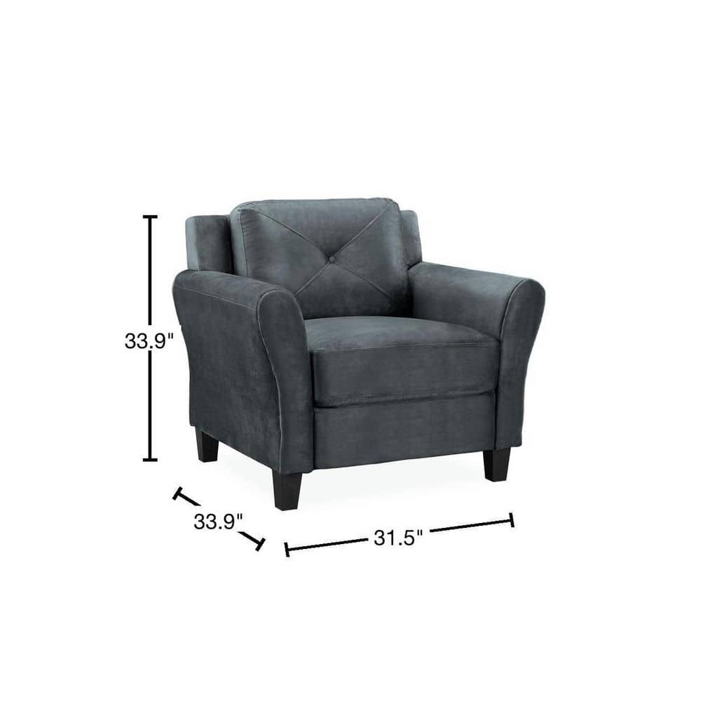 Harvard Dark Gray Microfiber Accent Chair with Wood Frame
