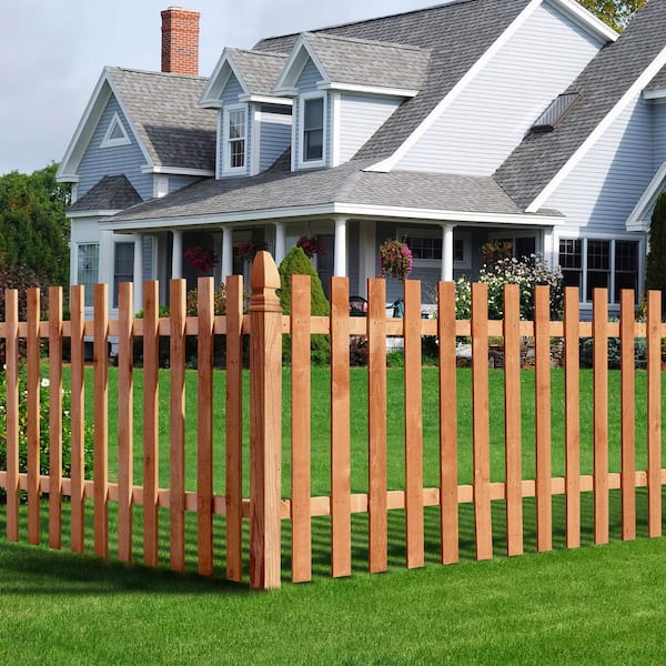 3-1/2 ft. x 8 ft. Western Red Cedar Spaced Picket Flat Top Fence Panel Kit