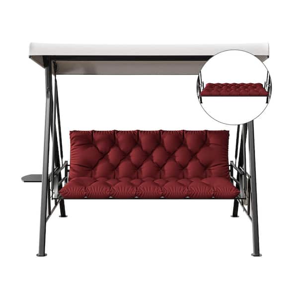 60 in. x 40 in. x 5 in. 2-3 Seat Contoured Replacement Outdoor Porch Swing Cushion with Backrest Bench Cushion Burgundy